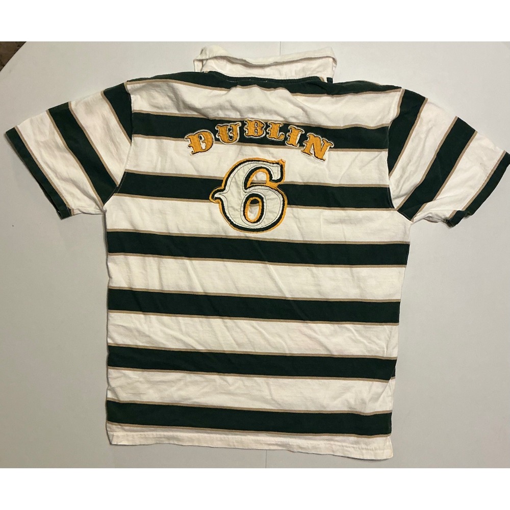VTG Y2K Point Zero Dublin Rugby Rugby Polo Striped Emo Surf Skate Embroidered